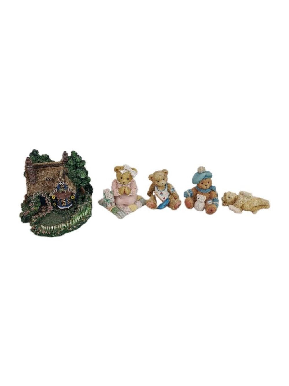 Set Of 5 Cherished Teddies Arthur A Picnic For Two 914754 Porcelain Figurines